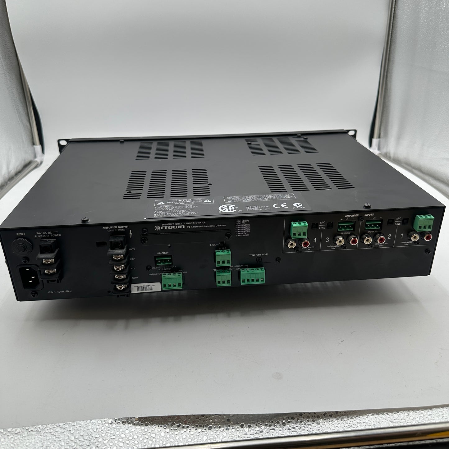 Crown 180MA G180MA Commercial Pro Audio 4-Channel 80W Amplifier READ