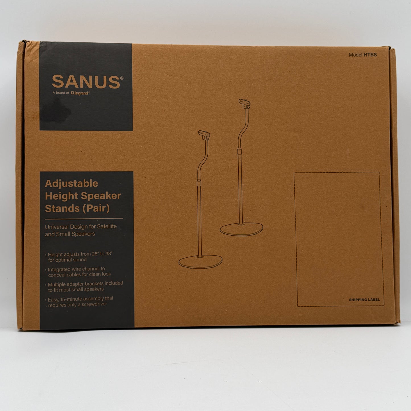 Sanus HTBS Set of 2 Adjustable Height Surround Speaker Stands NEW