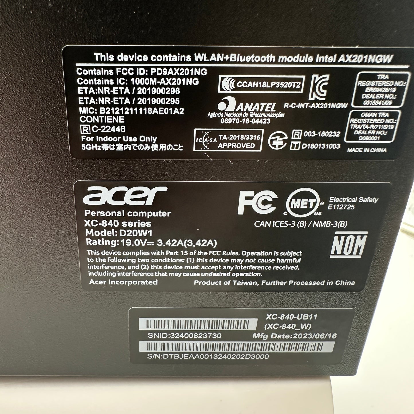 Acer XC-840 Series Desktop Intel Celeron 2ghz, 8gb RAM