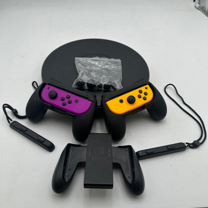 Nintendo Switch Joy-Con Controller HAC-015 Neon Purple/Neon Orange Bundle