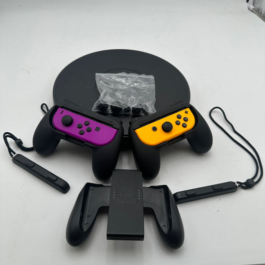 Nintendo Switch Joy-Con Controller HAC-015 Neon Purple/Neon Orange Bundle