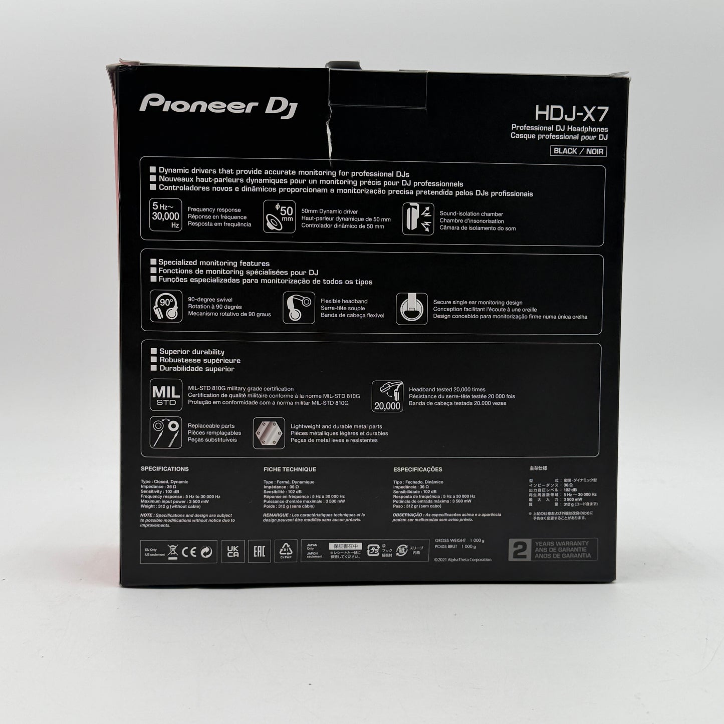 Pioneer HDJ-X7 DJ Headphones Black With Box READ