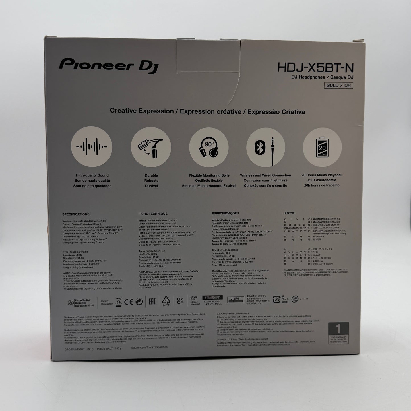 Pioneer DJ HDJ-X5BT-N Gold Professional With Box READ