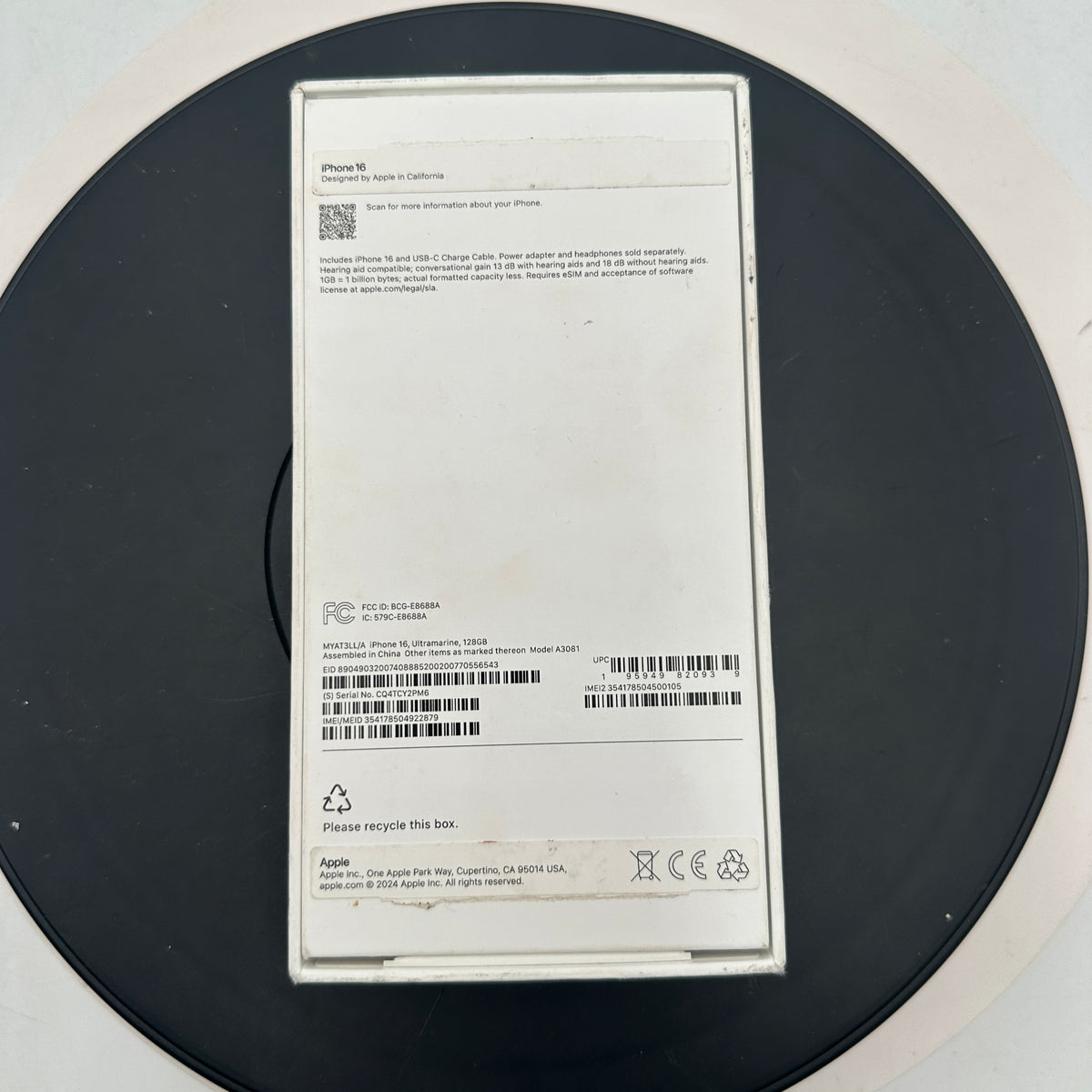 Apple iPhone 16 128GB Black Unlocked READ