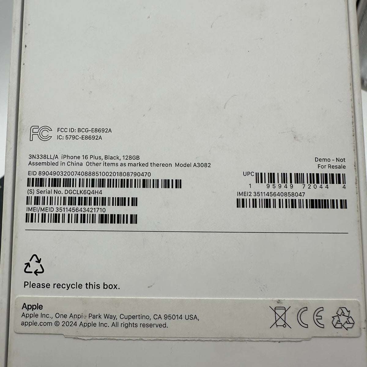 Apple iPhone 16 Plus 128GB Black Boost Mobile READ