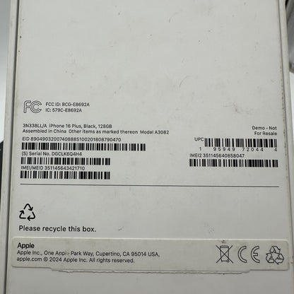 Apple iPhone 16 Plus 128GB Black Boost Mobile READ
