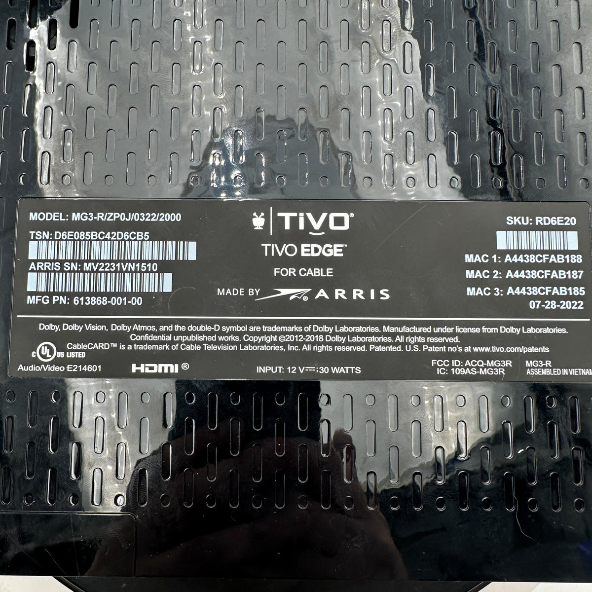 TiVo Edge MG3-R/ZP0J/0322/2000 Lifetime Service