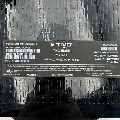 TiVo Edge MG3-R/ZP0J/0322/2000 Lifetime Service