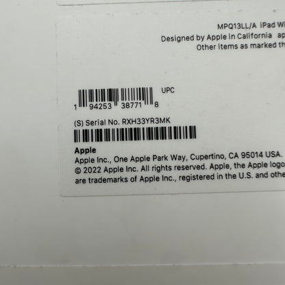Apple iPad 10th Gen A2696 (2022) 64GB Wi-Fi Only Tablet MINTY