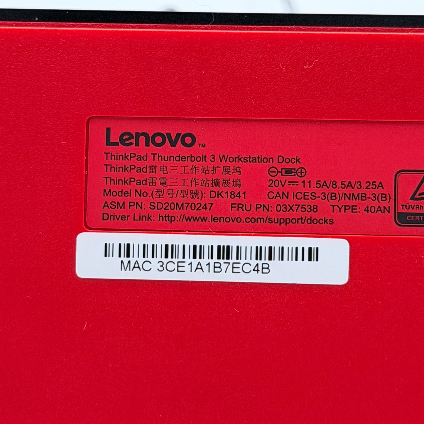 Lenovo ThinkPad Thunderbolt 3 Dock Gen 2 + OEM 135W Laptop PSU
