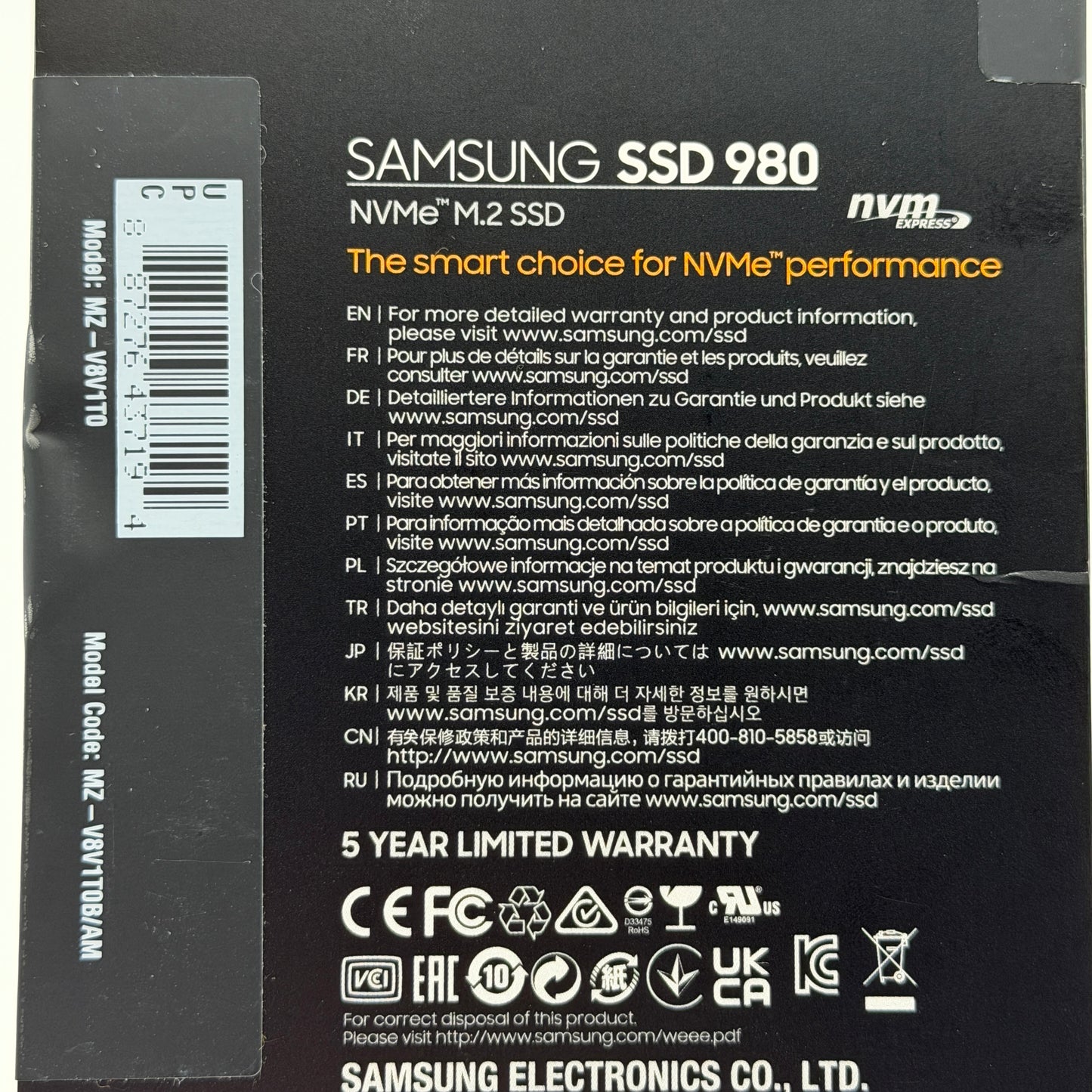 Samsung SSD 980 NVMe M.2 SSD - New In Box