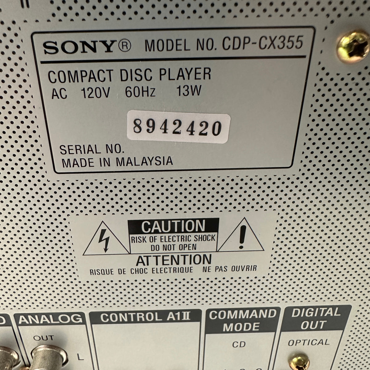Sony CDP-CX355 300 Disc CD Player READ