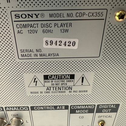 Sony CDP-CX355 300 Disc CD Player READ