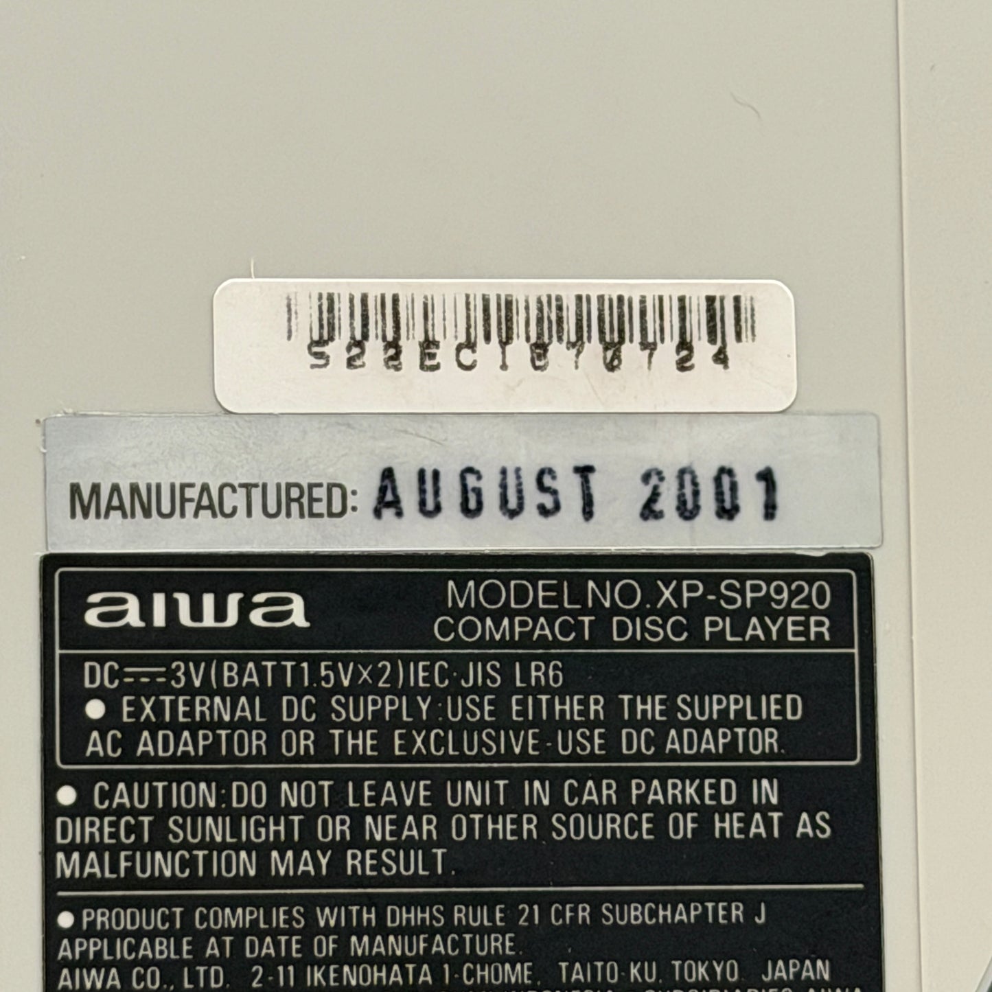 AIWA XP-SP920 MP3 Player With Headphones