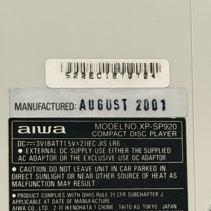 AIWA XP-SP920 MP3 Player With Headphones