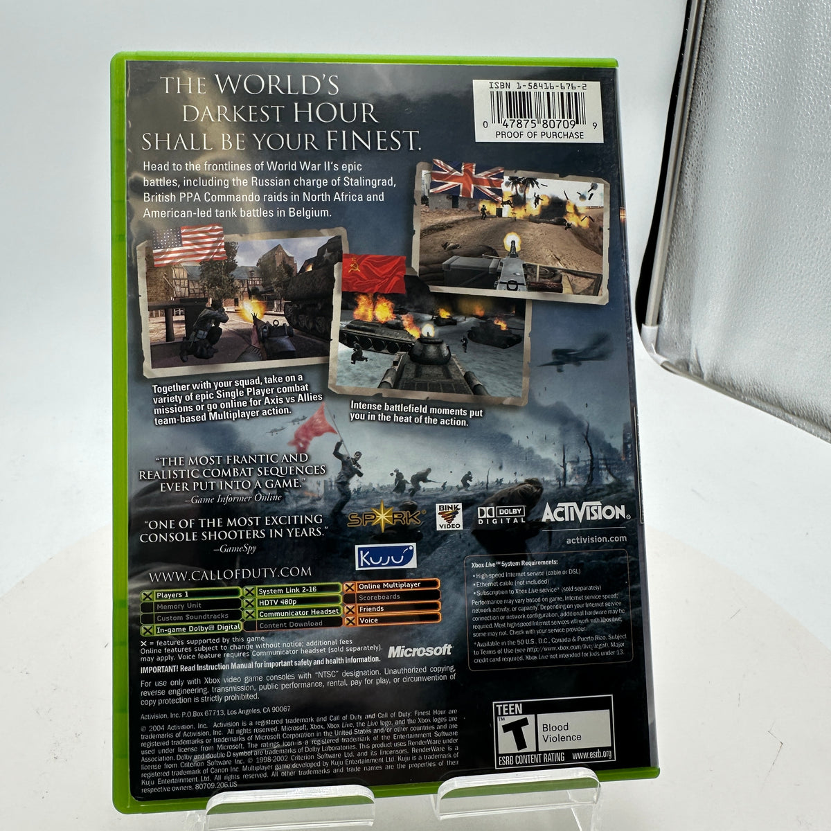 Xbox Call of Duty Finest Hour Video Game CIB
