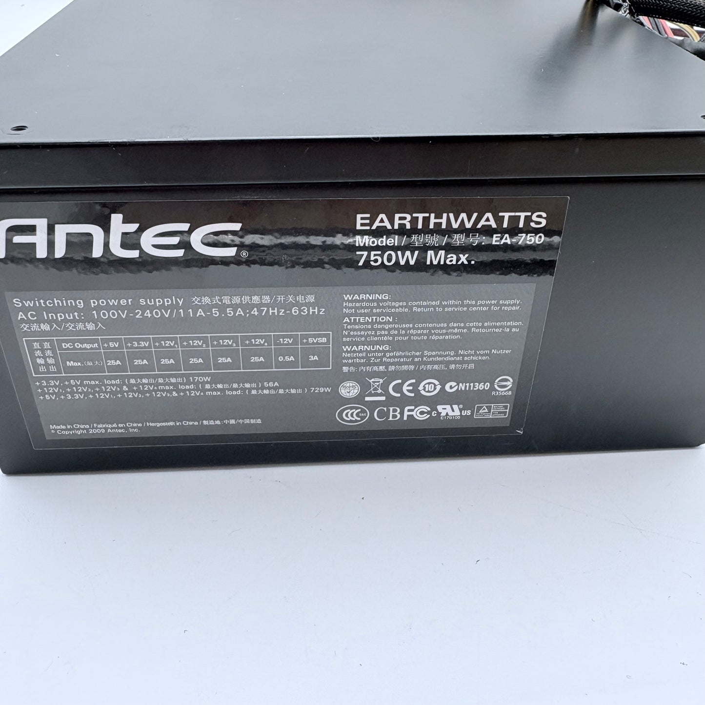 Antec EarthWatts EA-750 750W ATX Power Supply - Black - Used
