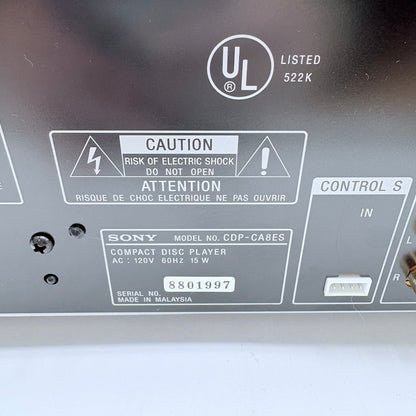 Sony CDP-CA8ES 5 Disc CD Changer Tested No Remote