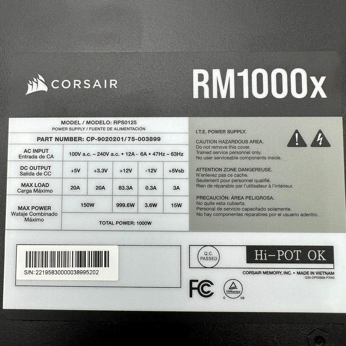 CORSAIR RM1000x Power Supply READ
