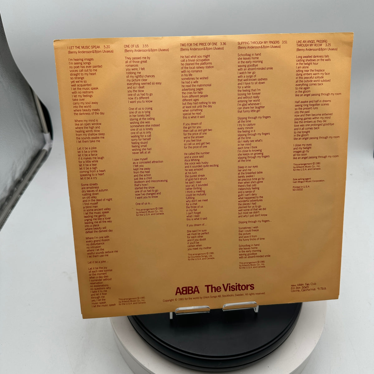 ABBA The Visitors 33 RPM 12" LP 1981 Atlantic Vinyl Record