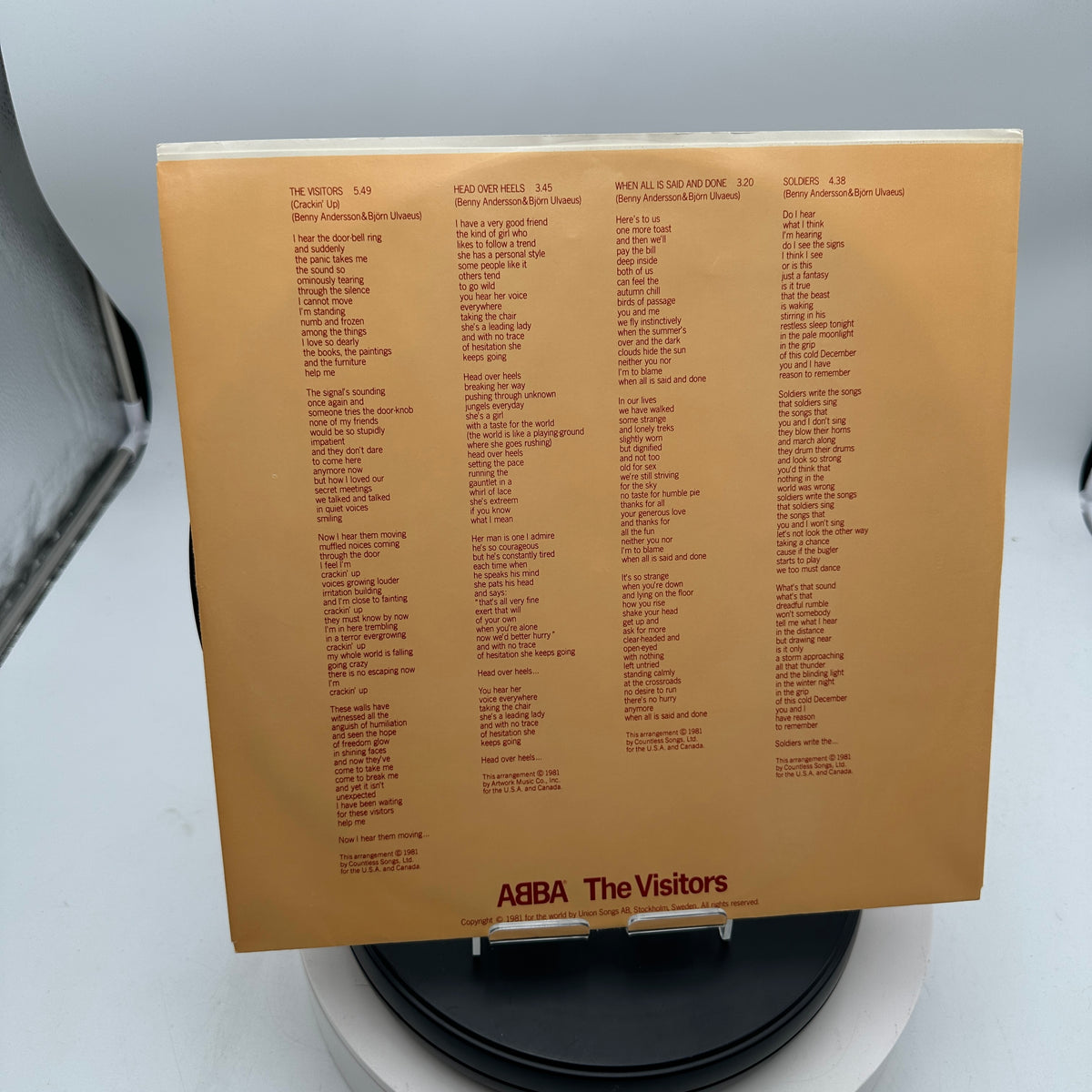 ABBA The Visitors 33 RPM 12" LP 1981 Atlantic Vinyl Record