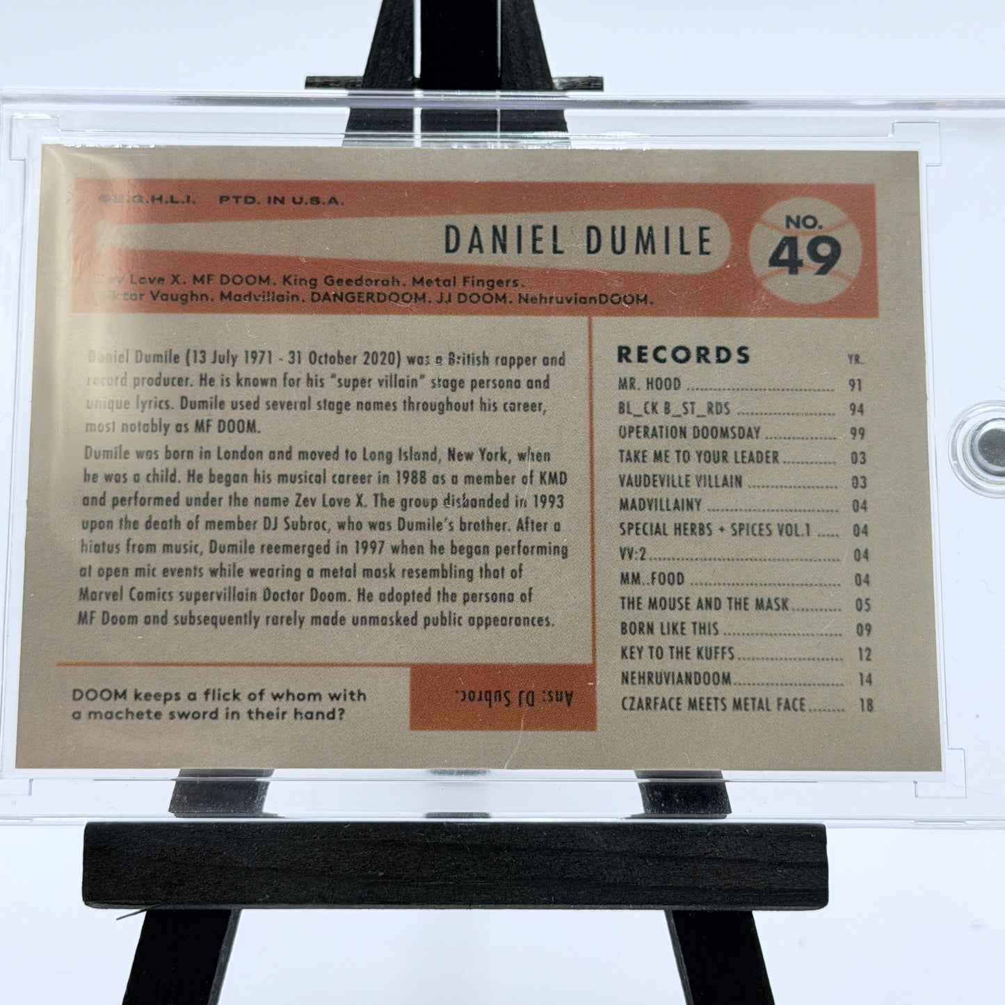 MF DOOM Limited Edition Baseball Rookie Card Art