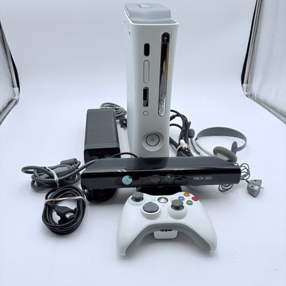 Microsoft Xbox 360 (2005) White With Kinect and One Controller READ