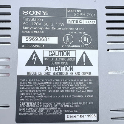 Sony PlayStation 1 SCPH-7501 Gray Video Game Console READ