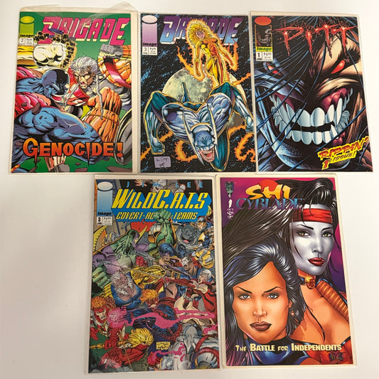 Image Comics Varied Lot Wildcats #3, Pitt #1, SHI Cyblade #1, Brigade #2, Brigade #3