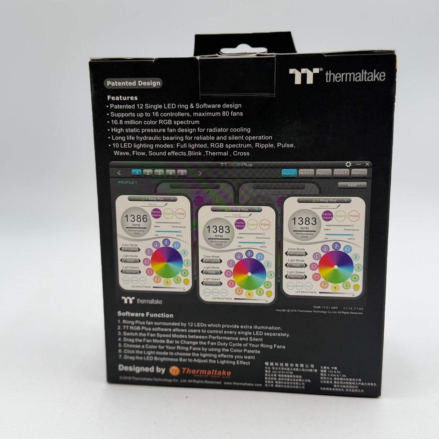 Thermaltake Riing Plus 12 Radiator Fan RGB - New In Box
