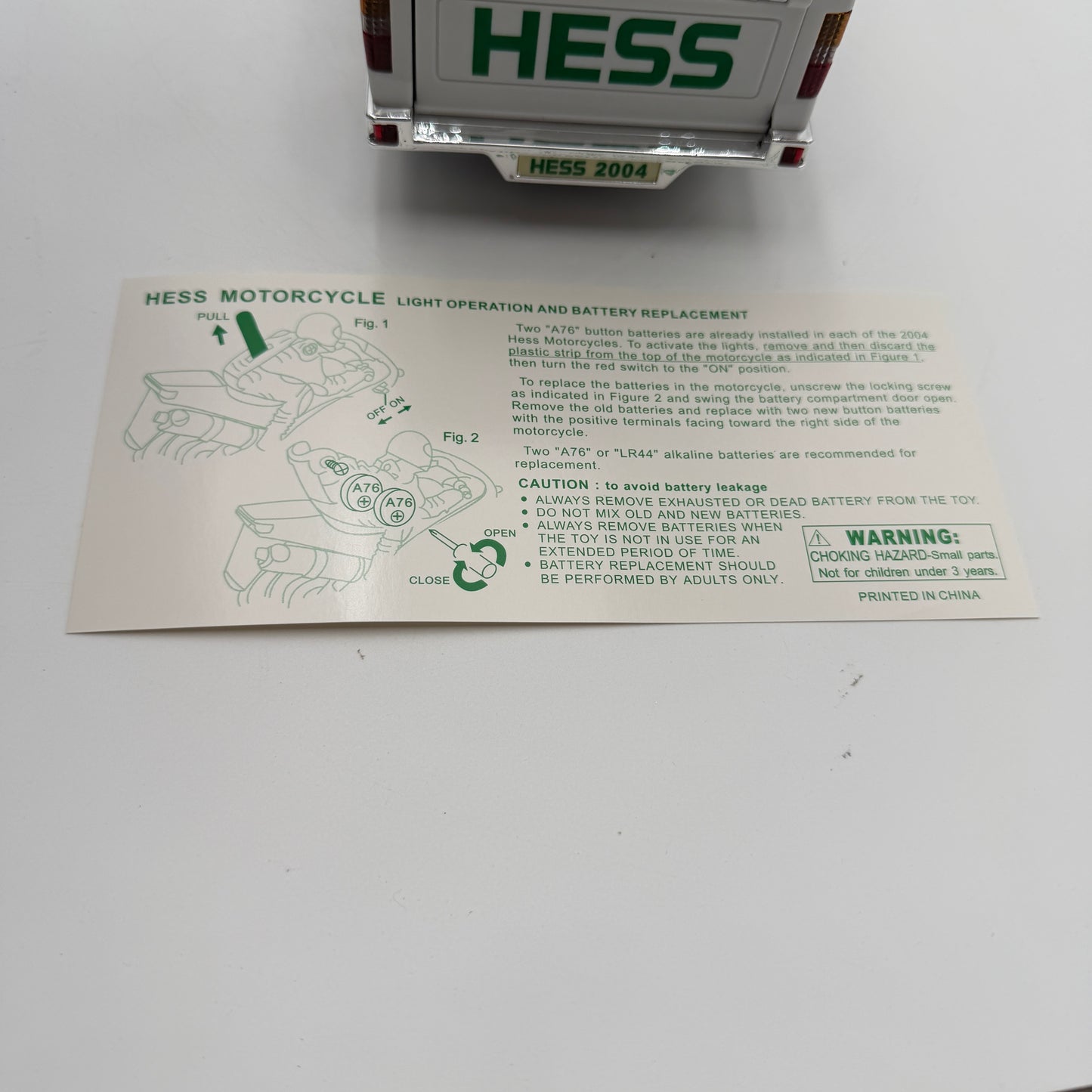 HESS 2004 Sport Utility Vehicle and Motorcycles New Stored with Batteries Removed