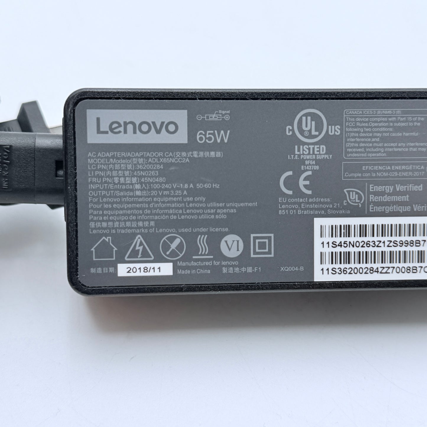 Lenovo Power Supply For Thinkpad T470 ADLX65NCC3A ADLX65NCC2A AC Adapter 20V 65W - Used