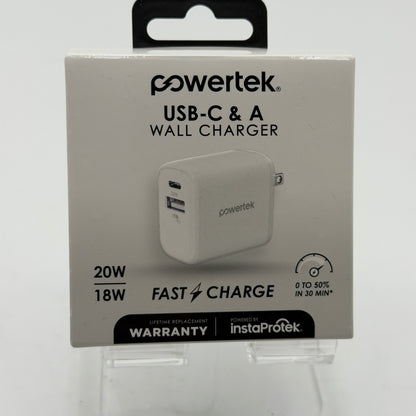 Powertrek Retro Charger Wall Charger and Cable White New