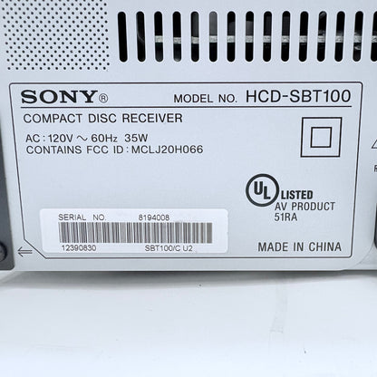 Sony HCD-SBT100 Home Audio Receiver No Remote