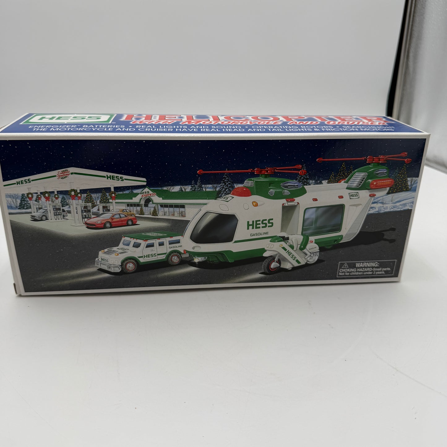 HESS 2001 Helicopter with Motorcycle and Cruiser New Stored with Batteries Removed