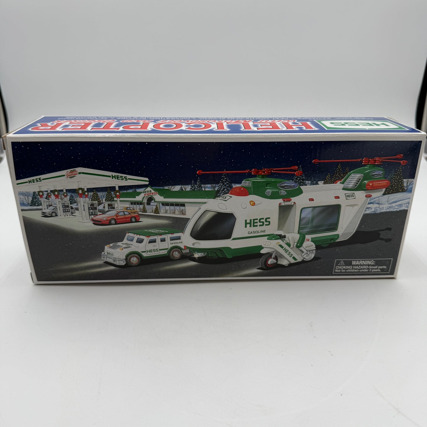 HESS 2001 Helicopter with Motorcycle and Cruiser New Stored with Batteries Removed