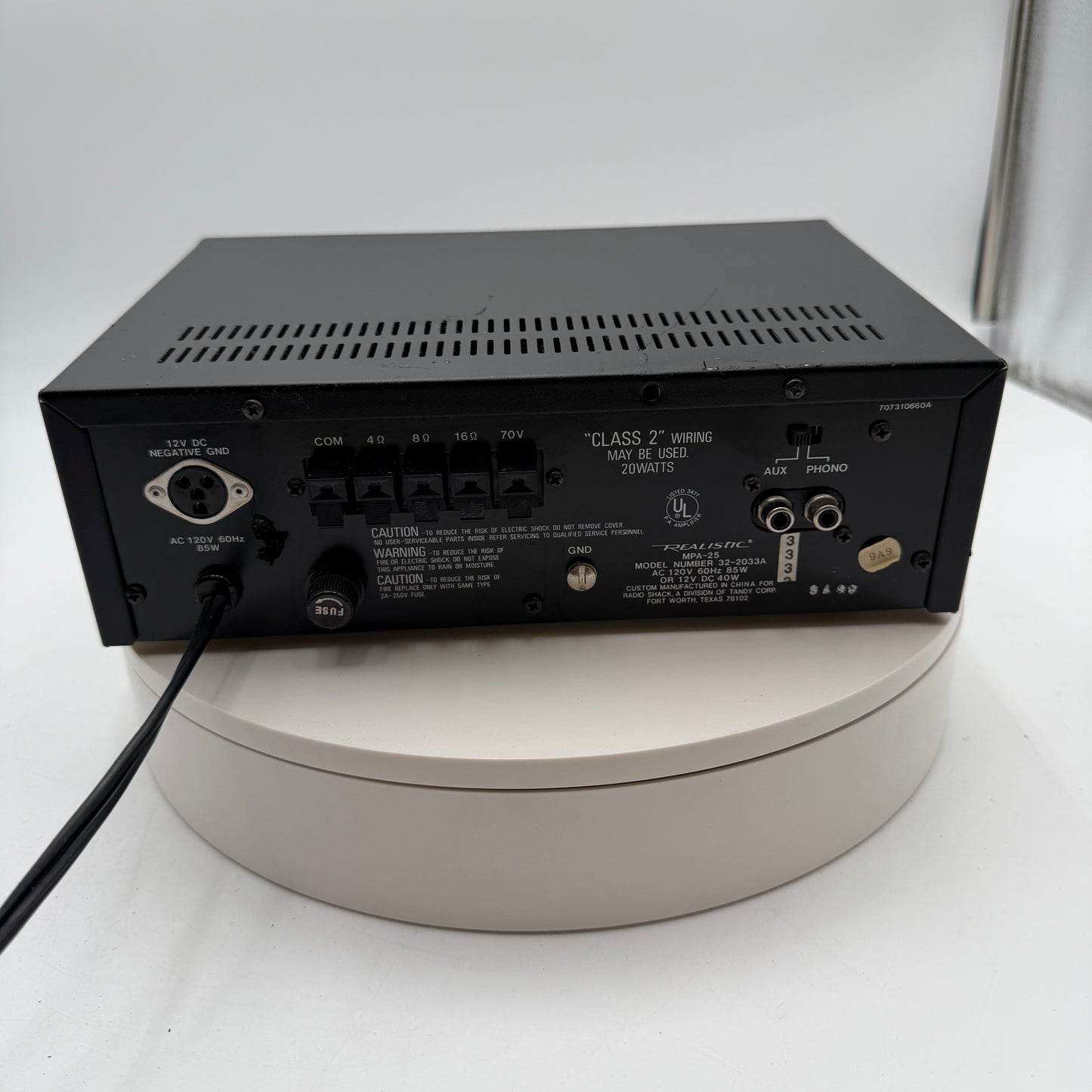 Realistic MPA-25 20 Watt P.A. Amplifier Untested
