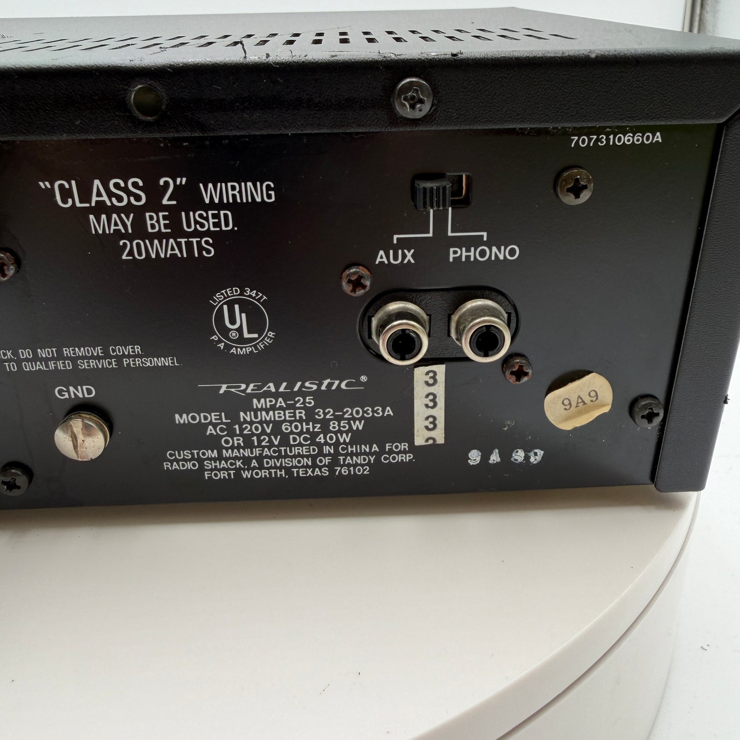 Realistic MPA-25 20 Watt P.A. Amplifier Untested
