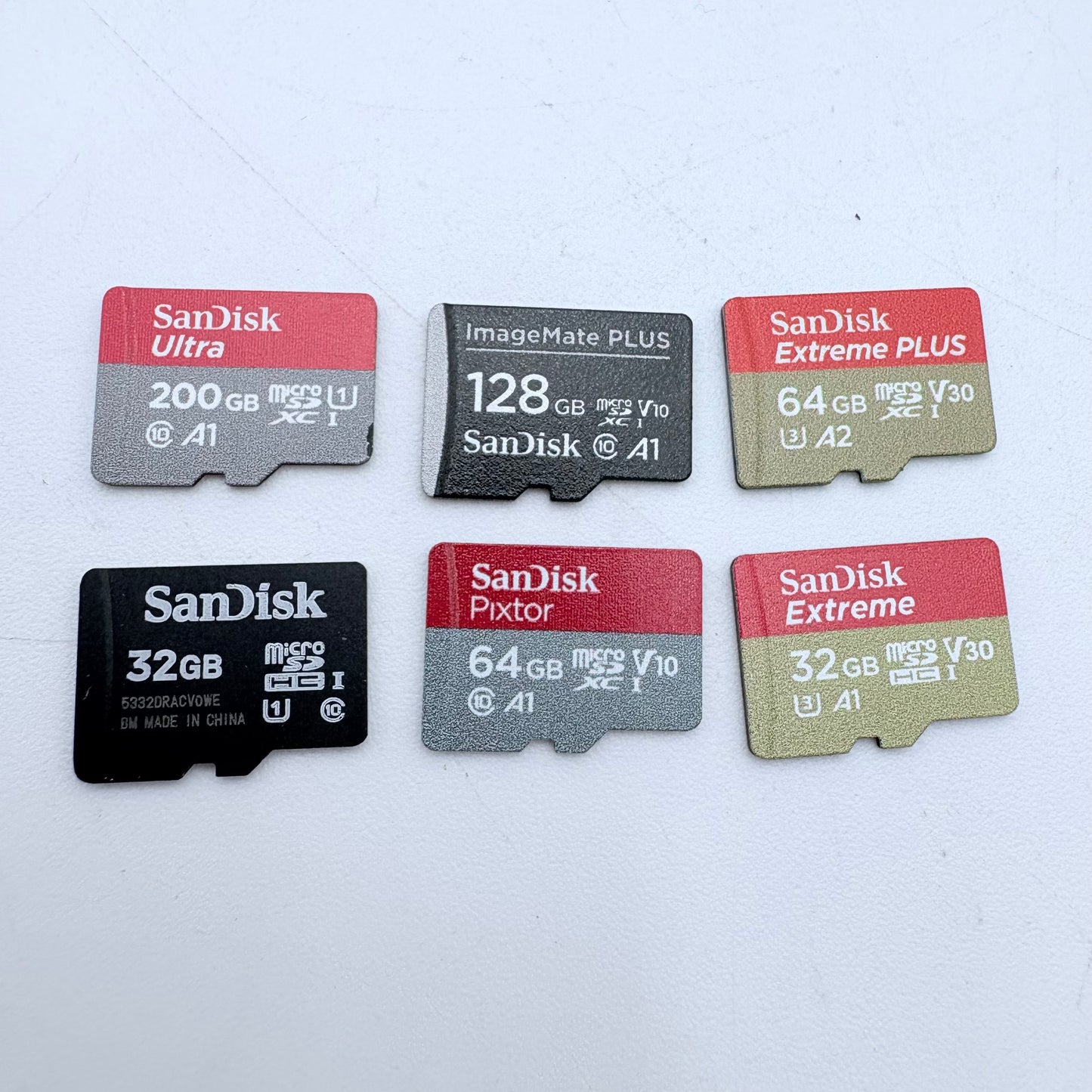 SanDisk Lot of Six Assorted MicroSD Cards Tested Various Sizes
