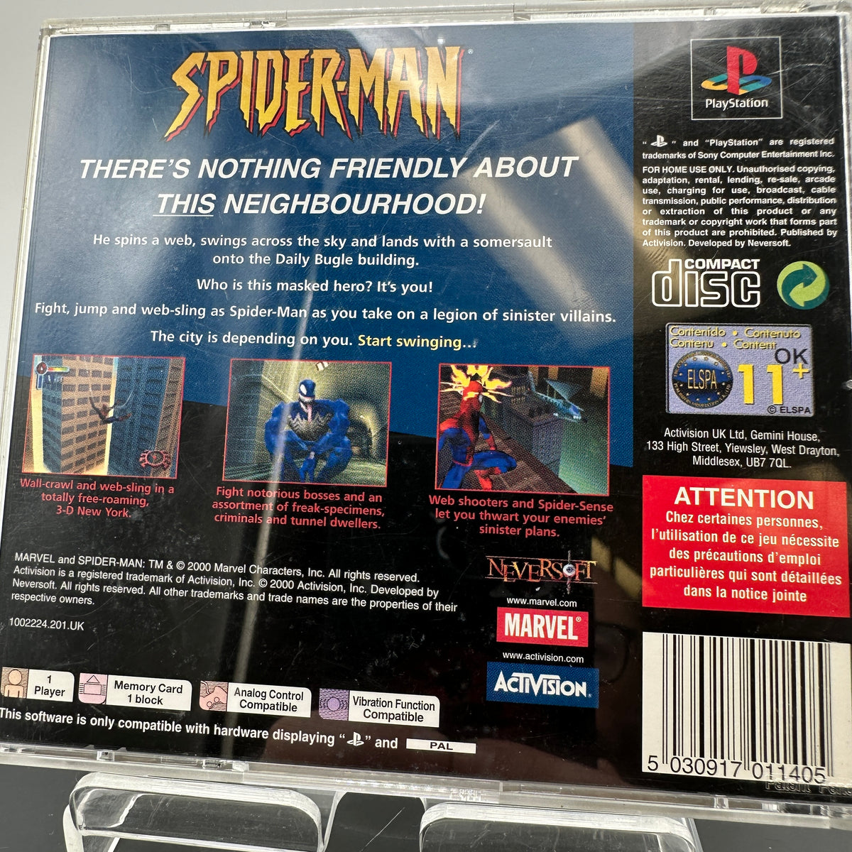 PAL Playstation Spider-Man Video Game