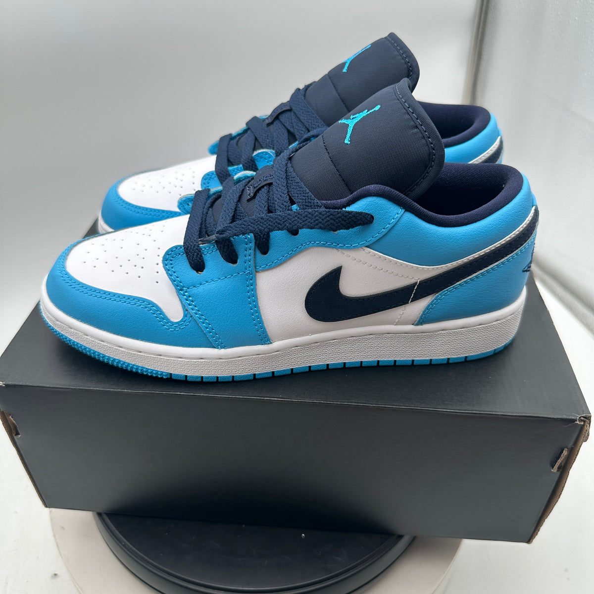 Jordan Air Jordan 1 Low GS Sneakers - White Dark Powder Blue Obsidian 553560-144