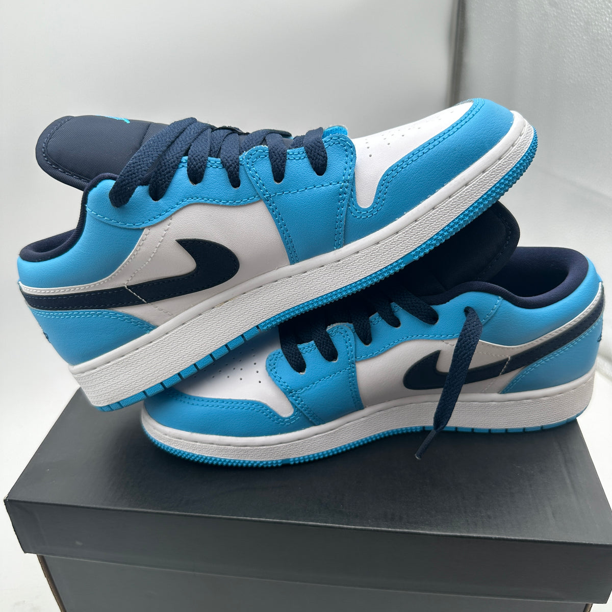 Jordan Air Jordan 1 Low GS Sneakers - White Dark Powder Blue Obsidian 553560-144