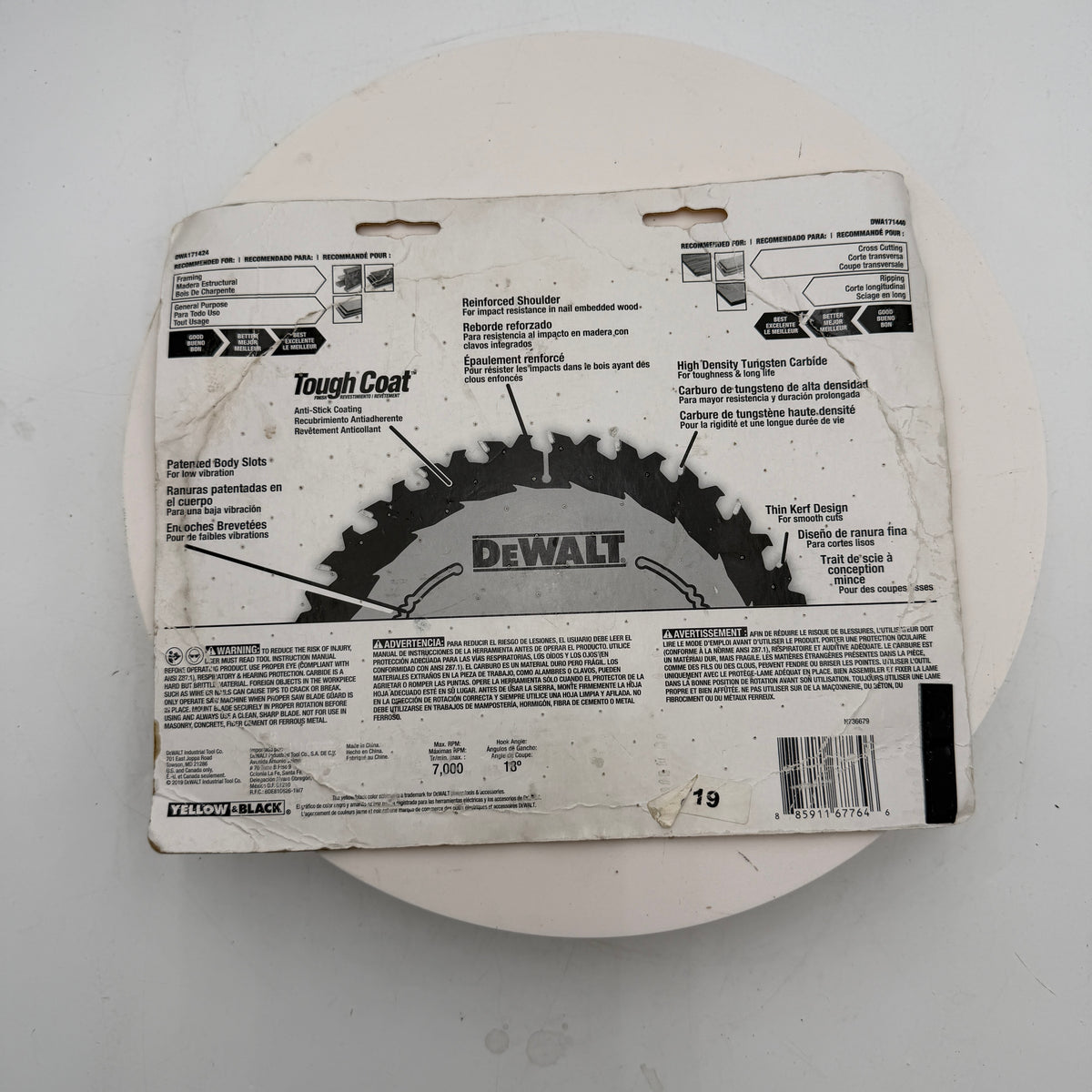 DEWALT DWA171424 7 1/4" 184mm 40T & 24T Saw Blade