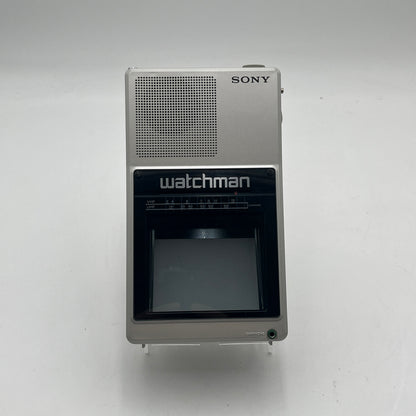 Vintage 1980's Sony Watchman UHF VHF Flat Black White TV Tested