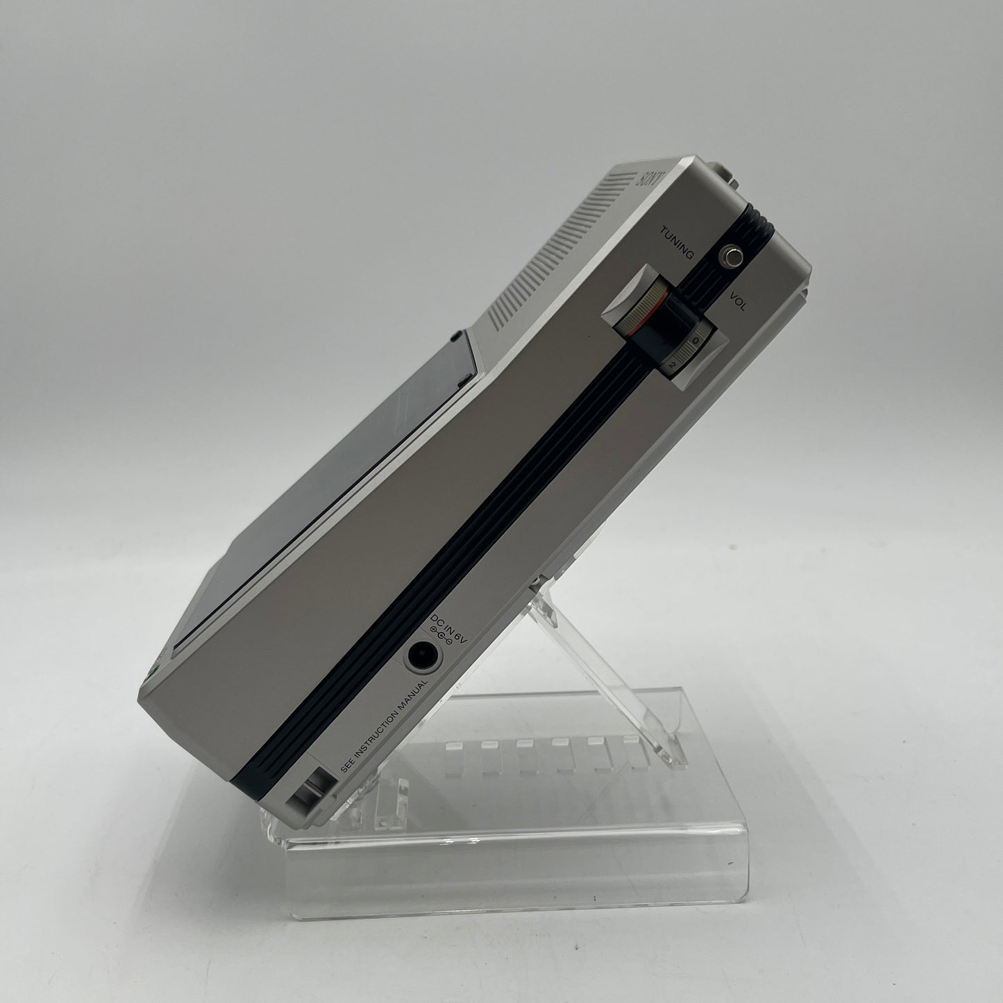 Vintage 1980's Sony Watchman UHF VHF Flat Black White TV Tested