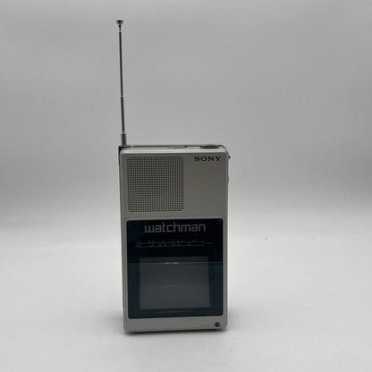 Vintage 1980's Sony Watchman UHF VHF Flat Black White TV Tested