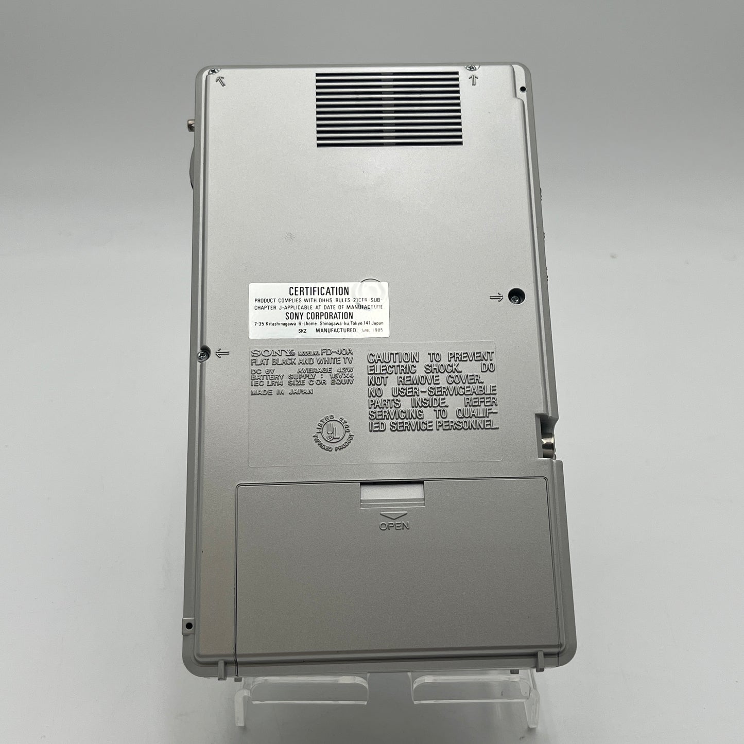 Vintage 1980's Sony Watchman UHF VHF Flat Black White TV Tested