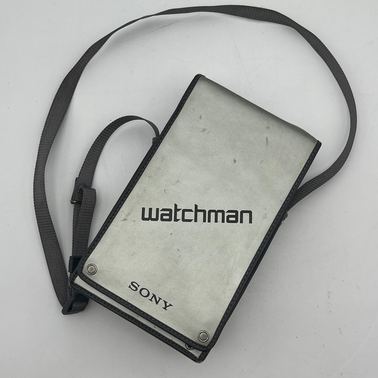 Vintage 1980's Sony Watchman UHF VHF Flat Black White TV Tested