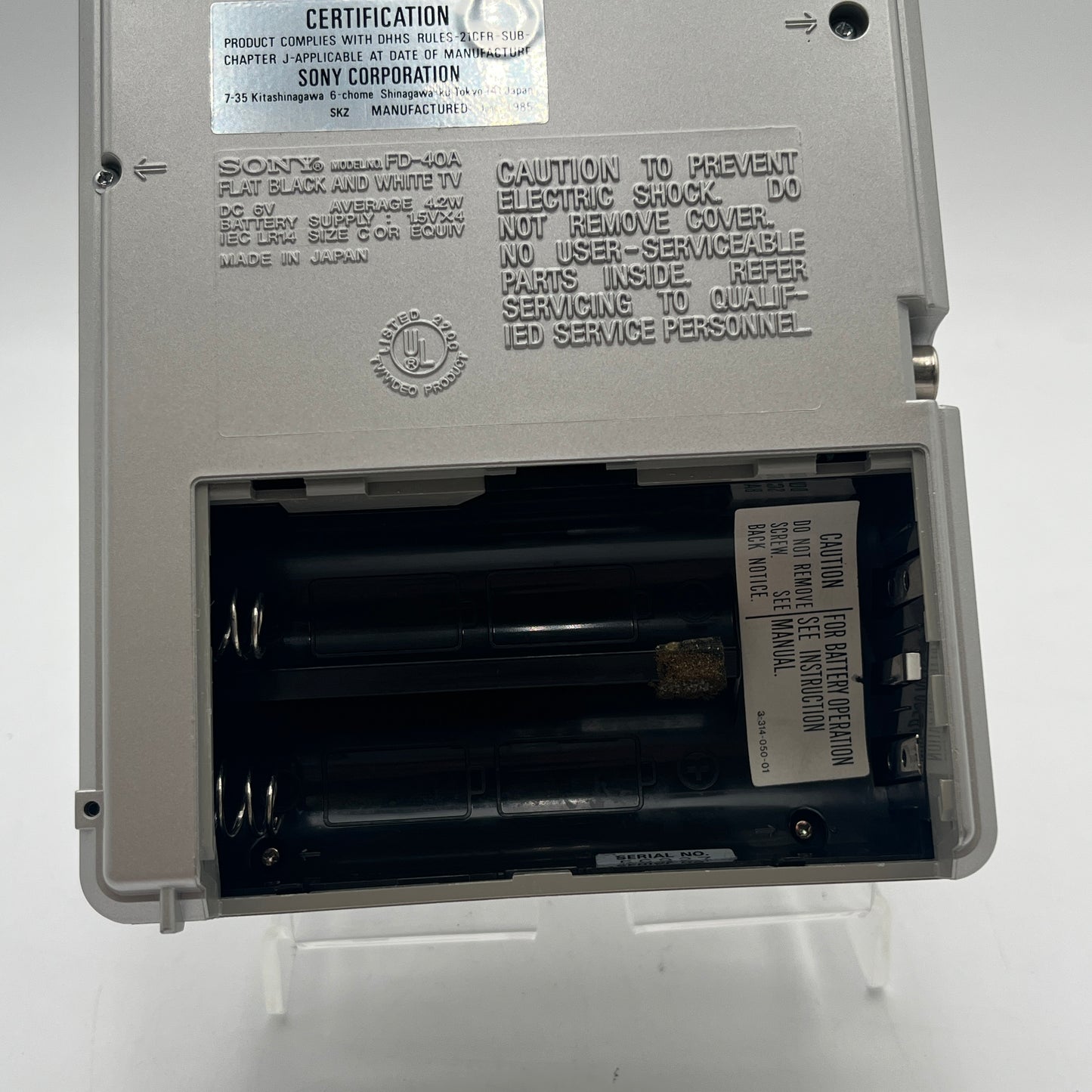 Vintage 1980's Sony Watchman UHF VHF Flat Black White TV Tested