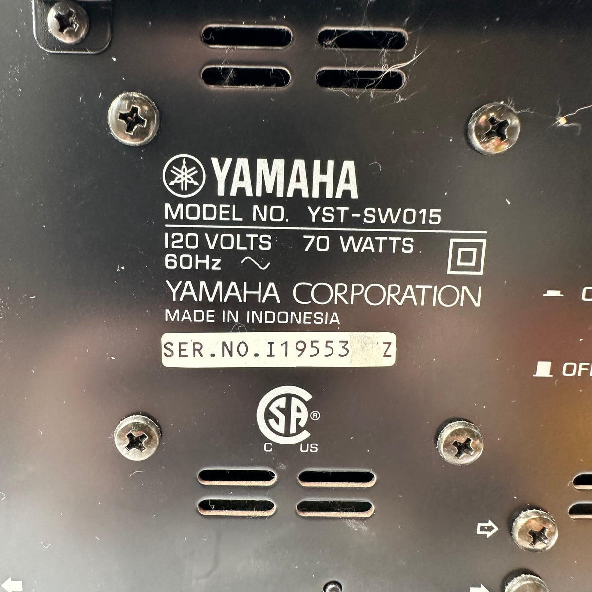 Yamaha YST-SW015 Black Speaker